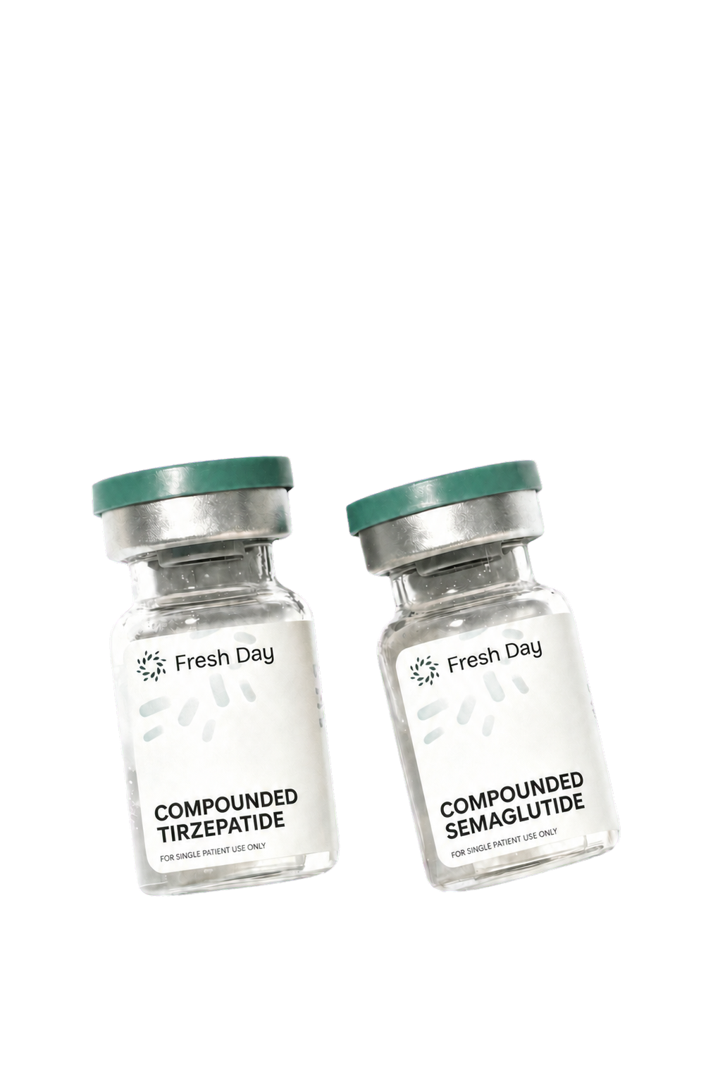 Fresh Day Compounded Tirzepatide and Compounded Semaglutide injection vials